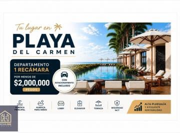 Departamento · 63m² · 1 Recámara · 1 Estacionamiento · Departamento en Venta Playa del Carmen 1 Recámara con Alberca y Estacionamiento
