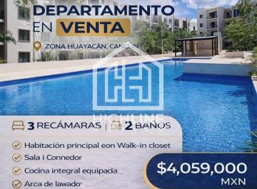 Departamento · 109m² · 2 Recámaras · 2 Estacionamientos · Departamento 3 Recámaras en Av Huayacán | 109 m² | 2 Estacionamientos | Cancún