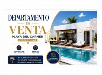 Departamento · 45m² · 1 Recámara · 1 Estacionamiento · Departamento en Venta Playa del Carmen Cerca del Mar Amueblado 1 Recámara con Roof Top
