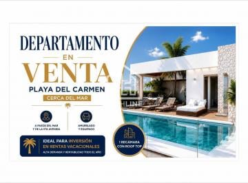 Departamento · 45m² · 1 Recámara · 1 Estacionamiento · Departamento en Venta Playa del Carmen Cerca del Mar Amueblado 1 Recámara con Roof Top