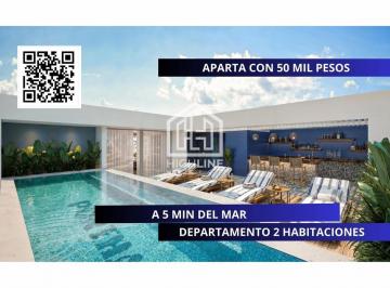Departamento · 83m² · 2 Recámaras · 1 Estacionamiento · Departamento en Venta Playa del Carmen 2 Recámaras Cerca de La Playa con Rooftop y Alberca