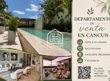 Departamento · 145m² · 2 Recámaras · 2 Estacionamientos · Departamento en Venta en Cancún Centro, 2 Rec. Alberca Infinity, Vista a La Laguna Nichupte.
