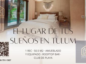 Departamento · 50m² · 1 Recámara · Departamento en Venta 1 Hab Tulum Región 15 Frente Aldea Zamá Plunge Pool Alberca Privada Amueblado
