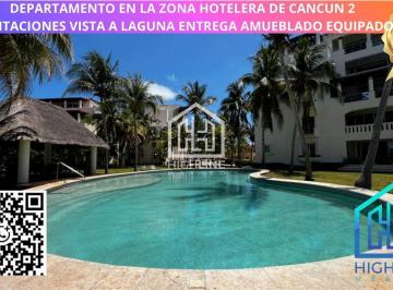 Departamento · 142m² · 2 Recámaras · 2 Estacionamientos · Venta de Deparatmento en Zona Hotelera Cancun 2 Habitaciones Vista a La Laguna