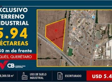 Terreno industrial , El Marqués · Exclusivo Terreno Industrial de 5.94 Ha | El Marqués, Querétaro | $91usd/m²