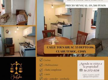 Departamento de 2 habitaciones, Cuauhtémoc · Deprtamento en Renta Alcaldia Cuahutemoc Calle Tolnahuac