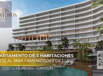 Departamento · 363m² · 3 Recámaras · 2 Estacionamientos · Departamento de 3 Habitaciones en Venta en Costa Mujeres Frente Al Mar | Jacuzzi y Spa
