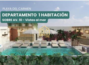 Departamento · 43m² · 1 Recámara · Departamento Cerca de La Playa, 1 Habitación, Piscina con Vista Al Mar, a un Paso de La 5ta Av