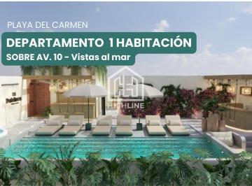 Departamento · 43m² · 1 Recámara · Departamento Cerca de La Playa, 1 Habitación, Piscina con Vista Al Mar, a un Paso de La 5ta Av