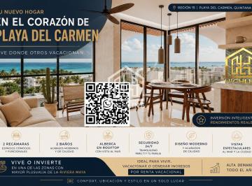 Departamento · 36m² · 1 Recámara · 1 Estacionamiento · Departamento en Venta de 1 Recamara en Playa del Carmen con Vista Panorámica y Rooftop