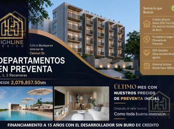 Departamento · 91m² · 1 Estacionamiento · Departamento en Venta en Cancún | 2 Recámaras | Cancha de Padel, Salon Ejecutivo