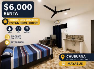 Departamento de 1 habitación, Mérida · Renta Luz Incluida Contrato Sin Costo Mayabus Pet Friendly