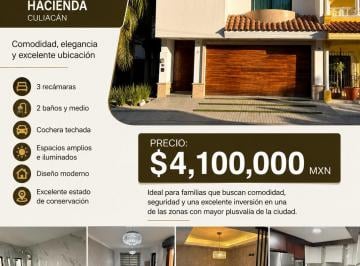 Casa de 3 habitaciones, Culiacán · Residencia de Lujo en Residencial Hacienda | 3 Recámaras | 2.5 Baños | $4,100