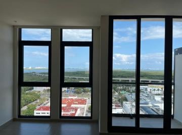 Departamento de 1 habitación, Benito Juárez · Se Renta Loft Piso 14 Frente Laguna en Av Tulum, Aire, Persianas, Cocina Int. Ideal Para Ejecutivos