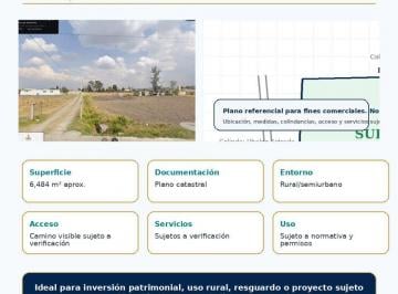 Terreno / Lote , Almoloya de Juárez · Terreno en Almoloya de Juárez, 6,484 m² Aprox. Barrio El Plan
