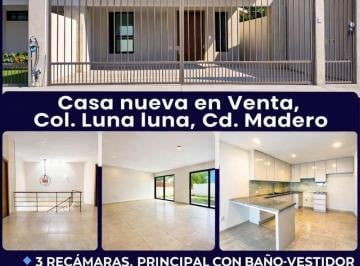 Casa · 197m² · 3 Recámaras · 2 Estacionamientos · Casas Nuevas en Venta, 3 Recamaras, en Col. Luna Luna, Cd. Madero
