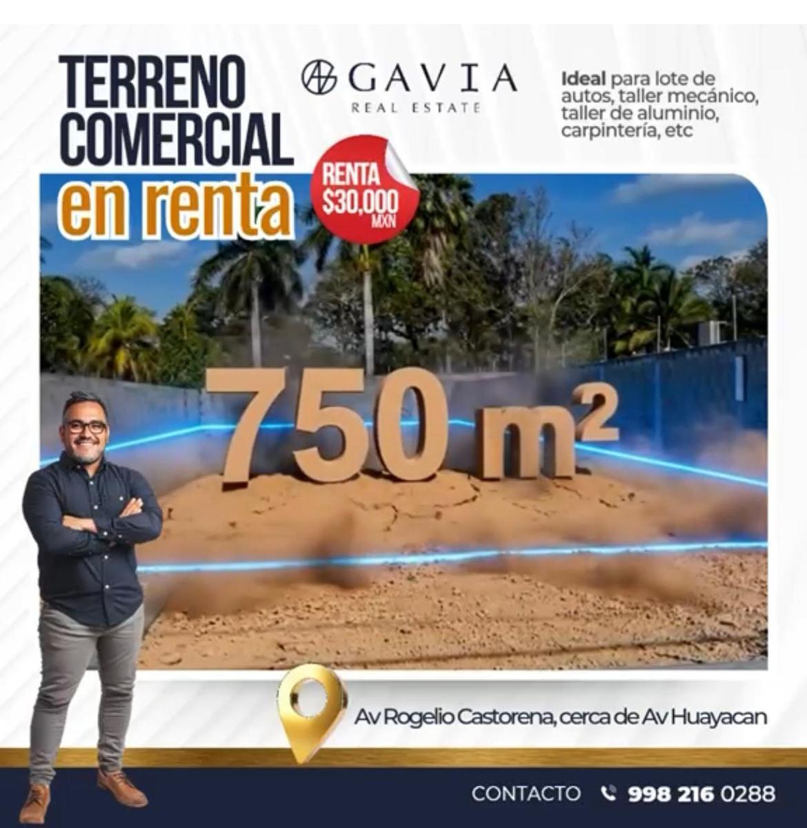 For Rent - Commercial Land 750 m&sup2; on Av. Rogelio Castorena