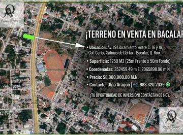 Terreno / Lote · 1250m² · Se Vende Terreno en Bacalar Quintana Roo
