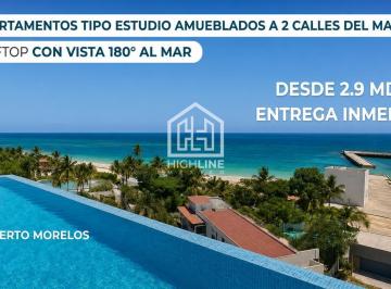 Departamento · 35m² · 1 Recámara · Departamento Tipo Estudio Amueblado/a Pasos del Mar/puerto Morelos/ Entrega Inmediata/ Oportunidad!
