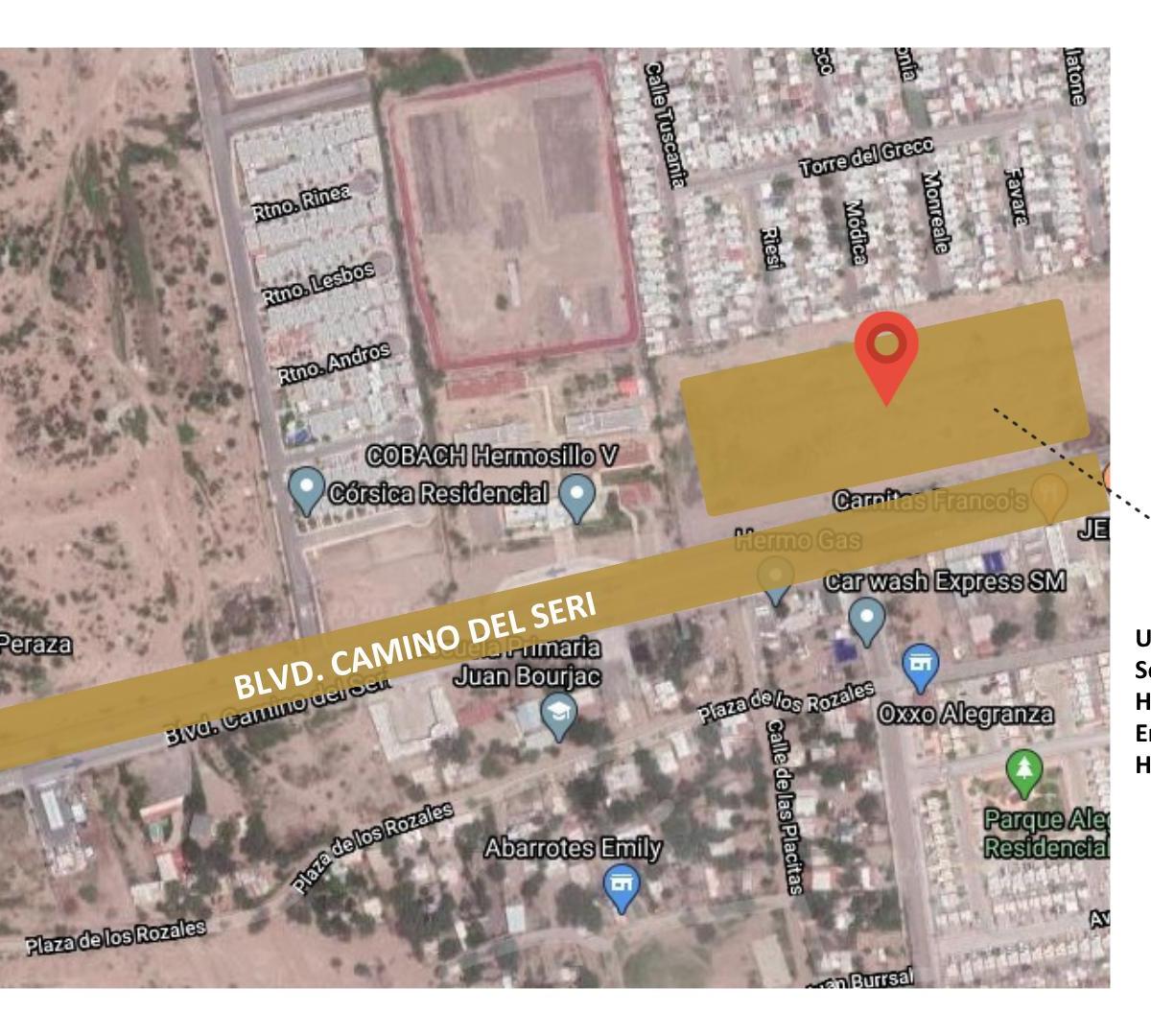 Terreno en Venta de 34,086.90 m&sup2; Sobre Blvd. Camino del Seri en Hermosillo, Sonora