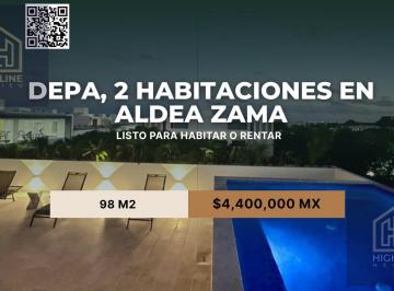 Departamento · 98m² · 2 Recámaras · 1 Estacionamiento · Departamento en Aldea Zama, Listo Para Habitar o Rentar