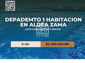 Departamento · 61m² · 1 Recámara · Departamento de 2 Hbaitaciones en Aldea Zama, Listo Para Habitar o Rentar