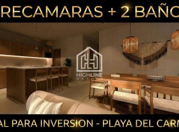 Departamento · 99m² · 2 Recámaras · 1 Estacionamiento · 2 Recamaras, 2 Baños, Playa del Carmen, Amenidades, 12 Min del Mar