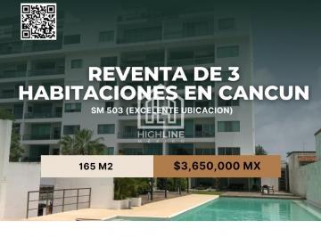 Departamento · 165m² · 3 Recámaras · 2 Estacionamientos · Departamento en Cancún de 3 Habitaciones