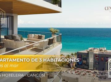 Departamento · 239m² · 3 Recámaras · 2 Estacionamientos · Departamento Lujoso de 3 Habitaciones con Vista Al Mar en Zona Hotelera Cancun