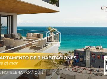 Departamento · 239m² · 3 Recámaras · 2 Estacionamientos · Departamento Lujoso de 3 Habitaciones con Vista Al Mar en Zona Hotelera Cancun