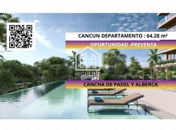 Departamento · 64m² · 1 Recámara · 1 Estacionamiento · Departamento en Venta Cancún Cerca de Laguna Nichupté con Terraza