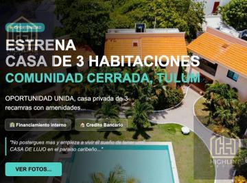 Villa · 383m² · 3 Recámaras · 2 Estacionamientos · Villa en Tulum en Venta, 2 Recamaras, Alberca, Jardin, 10 Min del Mar