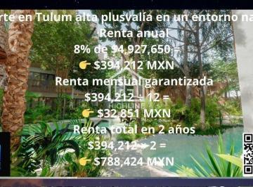 Departamento · 90m² · 1 Recámara · 1 Estacionamiento · Departamento en Venta en Tulum 1 Habitación con Rooftop, Spa, Alberca, Gimnasio