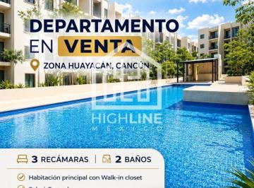 Departamento · 109m² · 3 Recámaras · 2 Estacionamientos · Departamento 3 Recámaras en Av Huayacán | 109 m² | 2 Estacionamientos | Cancún
