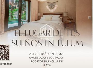 Departamento · 93m² · 2 Recámaras · Departamento en Venta 2 Hab Tulum Región 15 Frente Aldea Zamá Premium Plunge Pool Alberca Privada Am