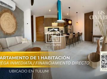 Departamento · 56m² · 1 Recámara · 1 Estacionamiento · Departamento de 1 Habitación de Entrega Inmediata y Financiamiento Directo en Tulum | con Rooftop