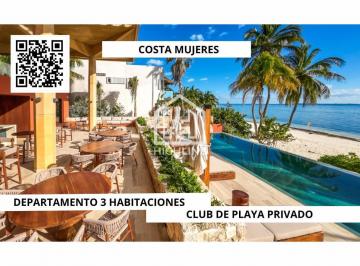 Departamento · 190m² · 3 Recámaras · 2 Estacionamientos · Departamento en Venta Beach Front 3 Habitaciones con Club de Playa Privado