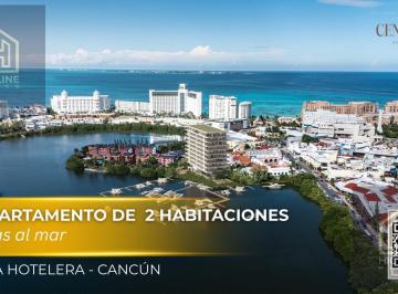 Departamento · 166m² · 2 Recámaras · 2 Estacionamientos · Departamento Lujoso de 2 Habitaciones con Vista Al Mar en La Zona Hotelera de Cancun