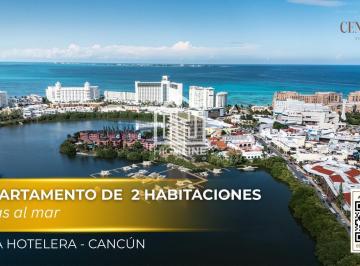 Departamento · 166m² · 2 Recámaras · 2 Estacionamientos · Departamento Lujoso de 2 Habitaciones con Vista Al Mar en La Zona Hotelera de Cancun