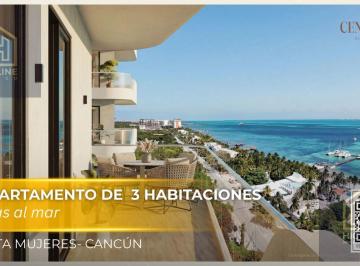 Departamento · 104m² · 3 Recámaras · 2 Estacionamientos · Lujoso Departamento de 3 Habitaciones con Vistas Al Mar y Beach Club en Costa Mujeres Cancun