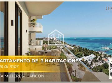 Departamento · 104m² · 3 Recámaras · 2 Estacionamientos · Lujoso Departamento de 3 Habitaciones con Vistas Al Mar y Beach Club en Costa Mujeres Cancun