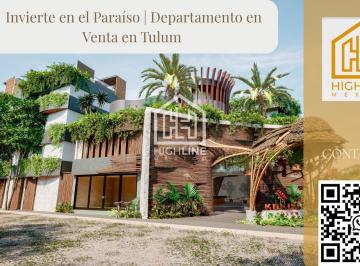 Departamento · 91m² · 2 Recámaras · 1 Estacionamiento · Departamento en Venta en Tulum/ con Alberca Excluisiva/terraza/ Acabados Arquitectonicos de Lujo.