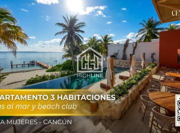 Departamento · 281m² · 3 Recámaras · 2 Estacionamientos · Departamento en Venta de 3 Habitaciones en Costa Mujeres Frente Al Mar | Vista Al Mar y Alberca