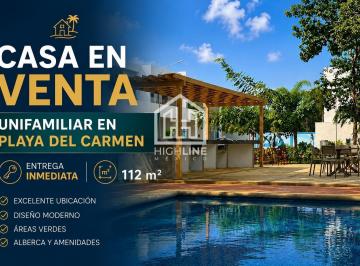 Casa · 112m² · 3 Recámaras · 2 Estacionamientos · Casa en Playa del Carmen de 3 Habitaciones Ideal Para Vivir o Renta a Largo Plazo con Alberca y Gym