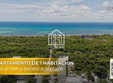 Departamento · 34m² · 1 Recámara · 1 Estacionamiento · Estudio Lujoso con Vista Al Mar en La 5ta Av en Playa del Carmen con Rooftop y Solárium