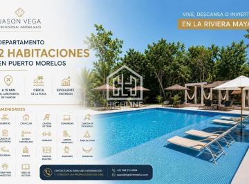 Departamento · 88m² · 2 Recámaras · 1 Estacionamiento · Departamento de 2 Recamaras en Puerto Morelos | Alberca y Cancha de Tenis | Entrega Inmediata