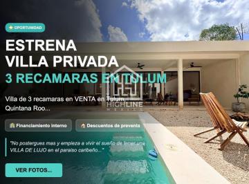 Villa · 239m² · 3 Recámaras · 1 Estacionamiento · Villa en Tulum de 3 Recamaras en Venta, a 15 Min del Mar, Amenidades
