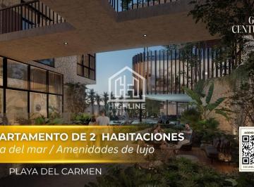 Departamento · 119m² · 2 Recámaras · 1 Estacionamiento · Departamento de 2 Habitaciones en Playa del Carmen Cerca de La Zona Centro | Alberca y Solarium
