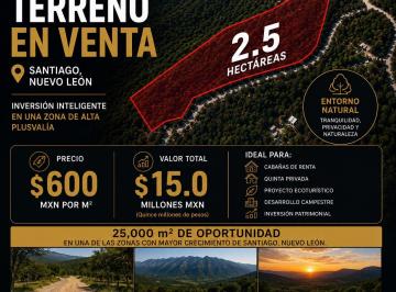 Terreno / Lote Venta MN 15,000,000 · Terreno en Santiago N. L.