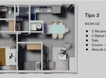 Departamento de 2 habitaciones, Monterrey · Departamento de 65 m² con 2 Recámaras en Venta en Centro Torre Republica